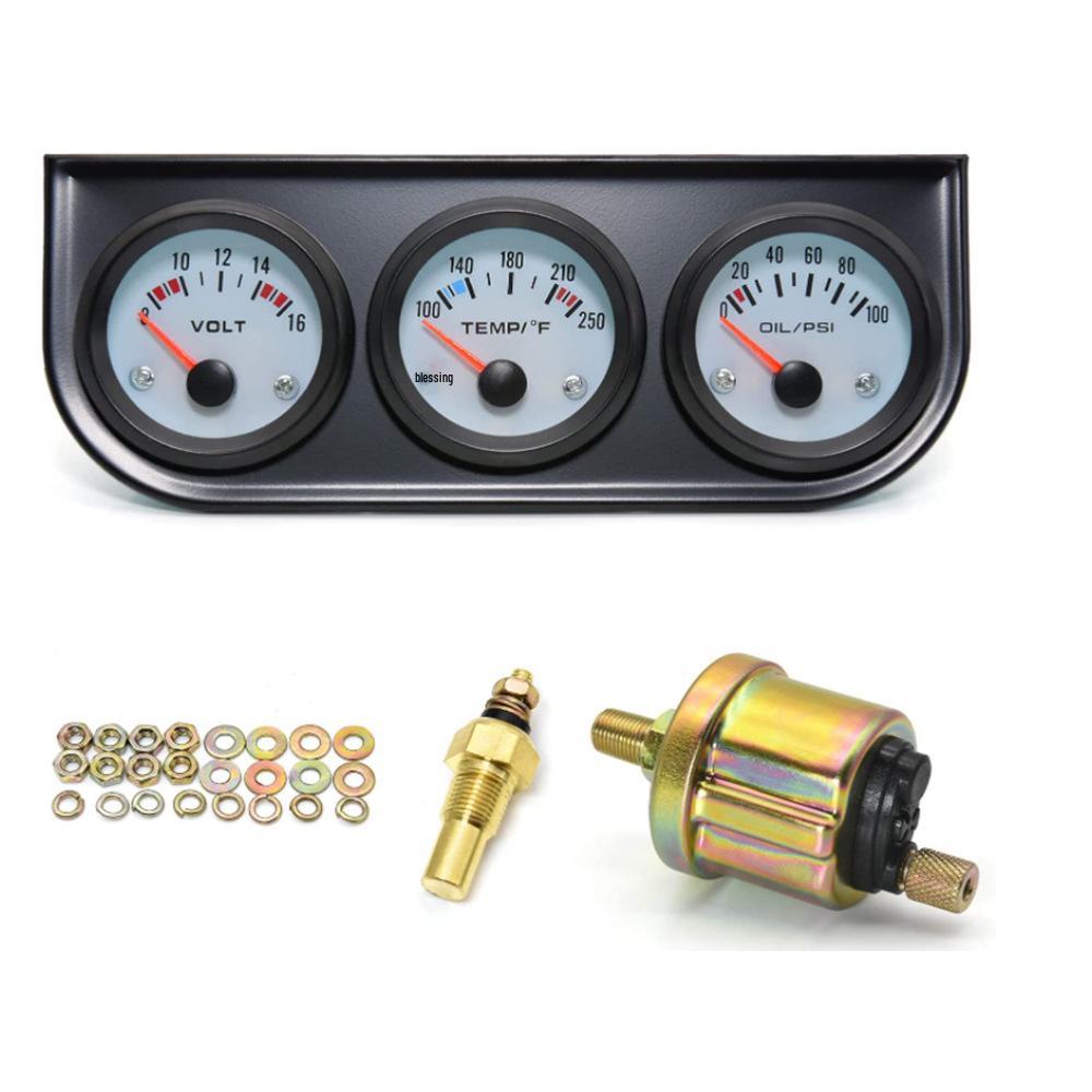 Black Triple Gauge: Water Temp (°F), Oil Pressure (psi), Voltmeter for Car Instrument Modification