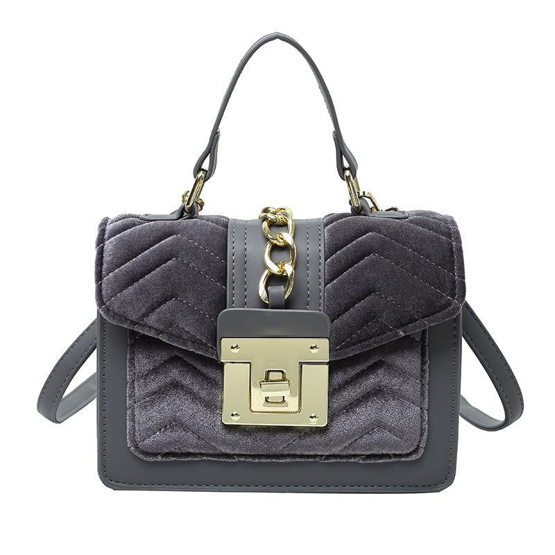 velvet handbag women's new light luxury small square bag niche design portable oblique span bag