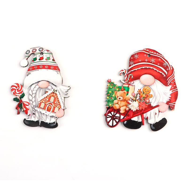 (12 Pcs/pack)Christmas Wooden Faceless Person Pendant Wooden Hanging Tag Painted Chip Children's Cartoon Holiday Decoration