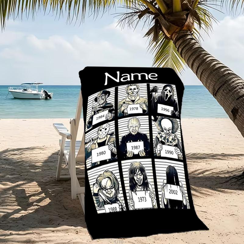 Customizable personalized beach towels Horror movies themed designs.Suitable for the beach, yoga, sports;ideal as beach accessories