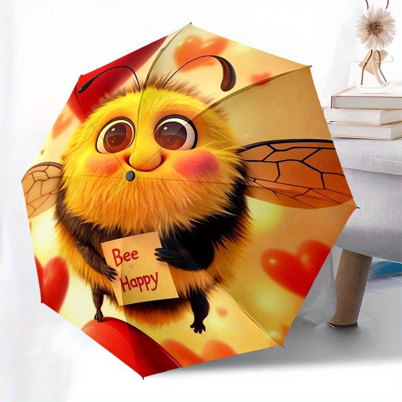 1pc Cartoon Pattern Umbrella with Plastic Handle,Suitable for All Seasons Home Travel Outdoor Umbrella