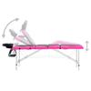 Foldable 4 Zone Massage Table with Aluminum Frame Black and Pink