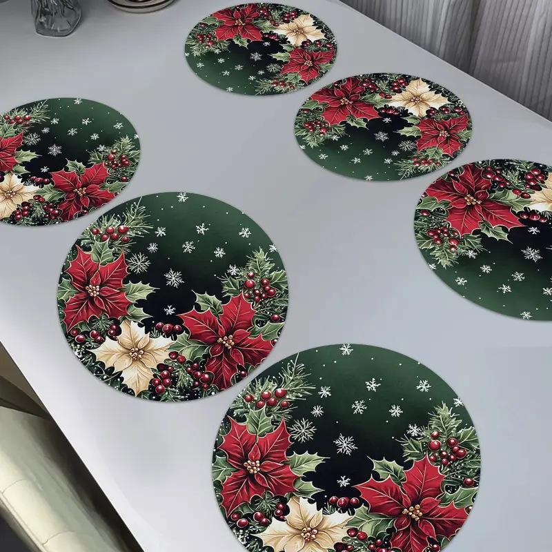Rentier Weihnachtsmütze Rutschfeste Saugfähige Tischmatte - Schmutzabweisende & Spritzwasserfeste Platzmatte