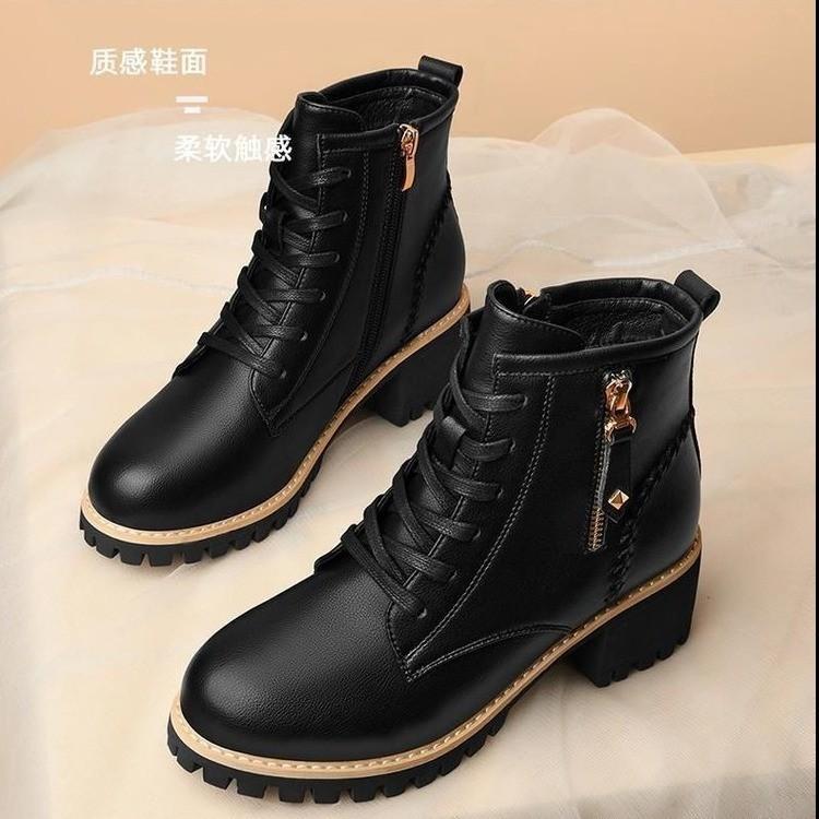 Martin boots women's autumn and winter new versatile single boots thick-soled velvet thermal locomotive short boots women's boots