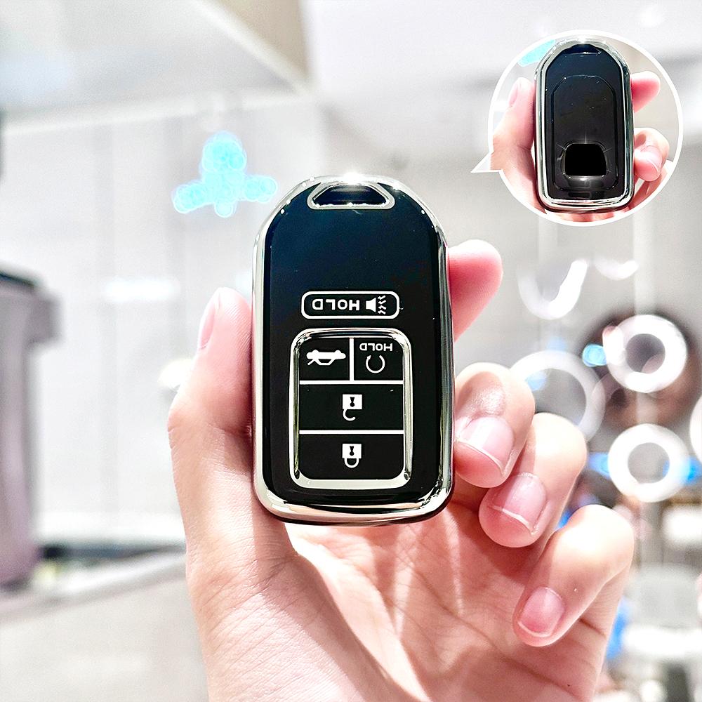 

5 кнопок ТПУ чехол для ключа автомобиля Чехол Ракушка Брелок Держатель ключа Бесключевой доступ Для Honda CRV XR-V CR-V Fit Civic Accord HR-V HRV City Odyssey чёрный