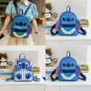 Lilo Stitch Blue Monster Printed Pu School Bag With Inner Card Pocket For Teens