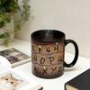 Durable Ceramic Coffee Mug Retro Colorful String Light Alphabet Cup Color Changing 3D Effect Heat Transfer Rustic Sensitive for Hot Cocoa Tea