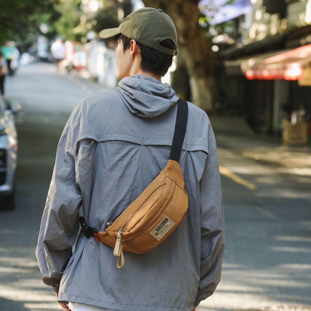 Solid Color Japanese Harajuku Crossbody Bags Simple Waist Bag Chest Bags Crossbody Chest Bag Men