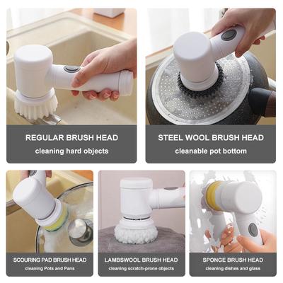 Electric Spin Scrubber,Bathroom Cleaning Brush Power Scrubber with 5 Replaceable Brush Heads, Electric Cleaning Brush