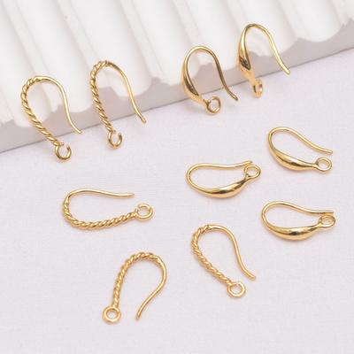 10 pezzi di ganci per orecchini in oro 18 carati, materiale in rame puro, apertura a torsione con ganci per orecchini pendenti, accessori per orecchini lucidi fatti a mano fai da te.
