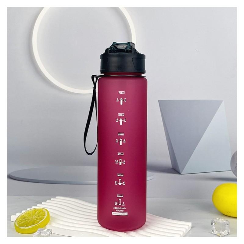 Butelka Na Wodę Bidon Sportowy Matowy Bordowy Fitness Siłownia 750 Ml