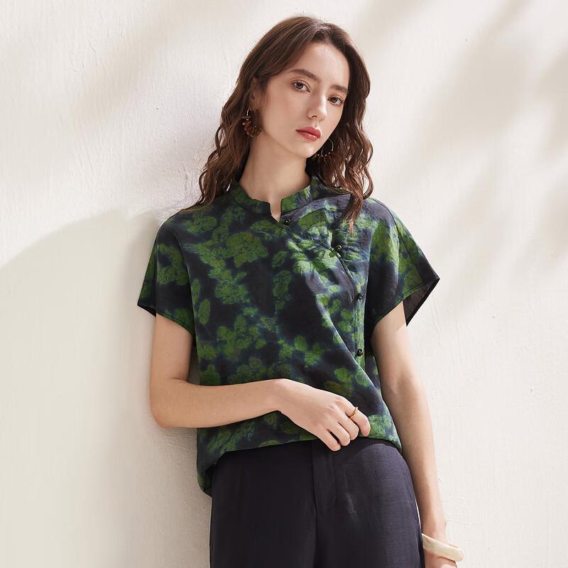 Zhaojun New Chinese Style Mulberry Silk Short Sleeve Top