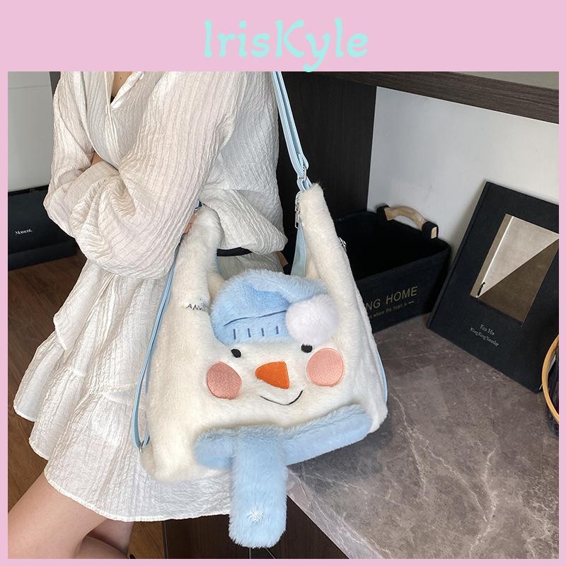 Sac à dos en peluche bonhomme de neige japonais avec design de fille de dessin animé pour un usage quotidien décontracté