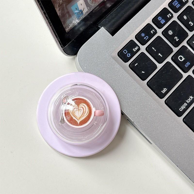 

Love Piping Latte Coffee Phone Airbag Holder Transparent Magnetic Suction Paste Original Design Korean Ring Cross-border