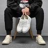 Europe Men Genuine Leather Casual Shoes White Flat Skate Shoes Street Fashion Lace-up Sneaker
