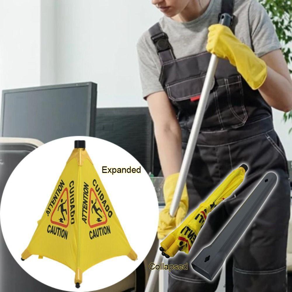 Foldable Caution Wet Floor Sign Wall Mounted Safety Warning Cone  Floor Warning