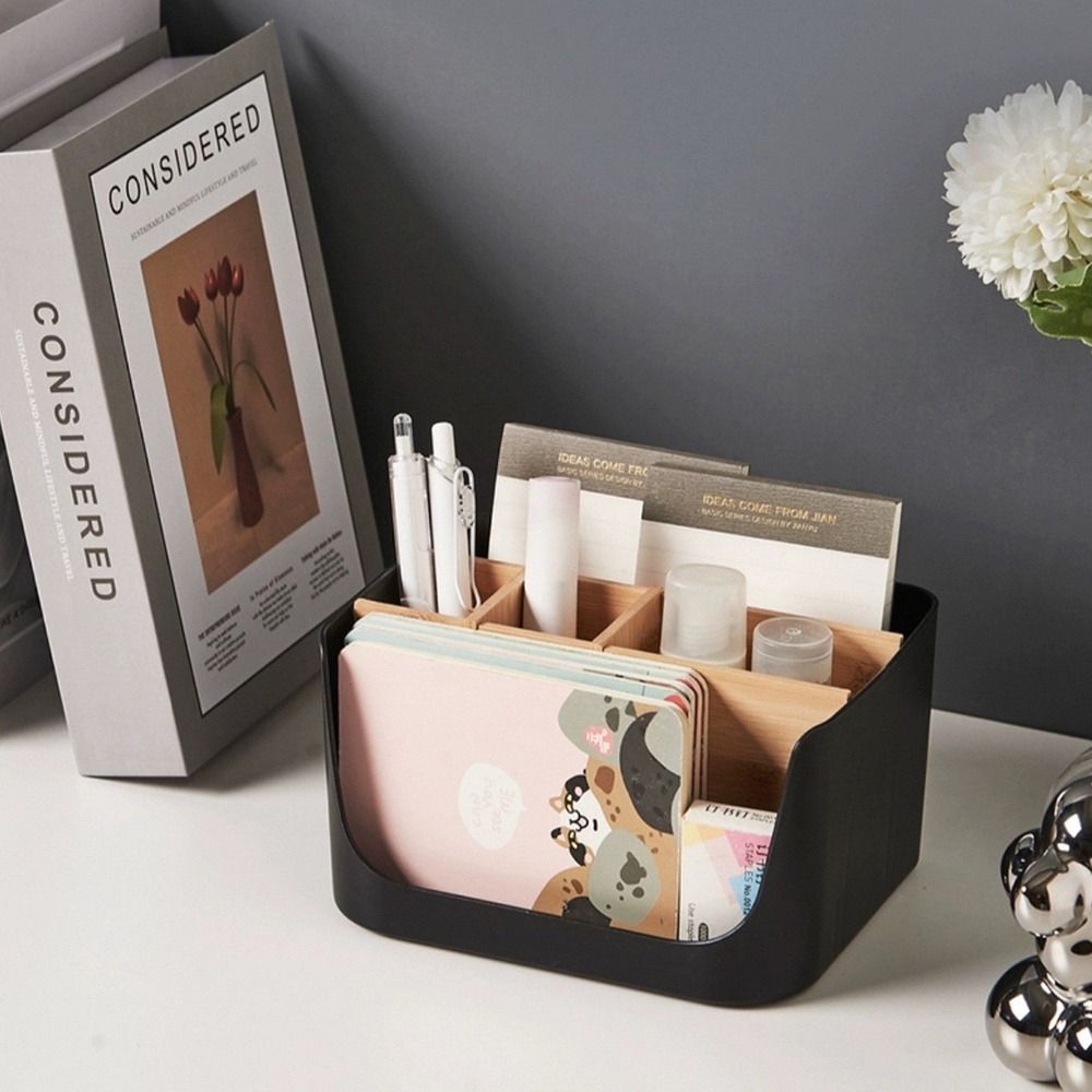 Durable 4/5 Grids Remote Controller Storage Box Cosmetic Storage Plastic Desktop Storage Box Multifunction Living Room Organizer