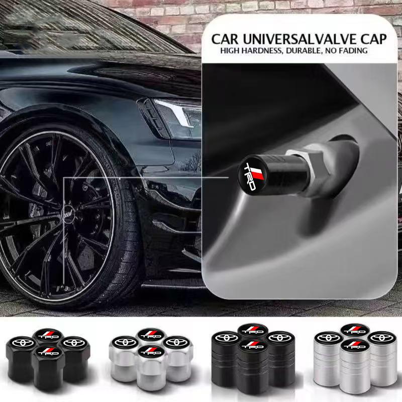 4Pcs Matt Car Wheel Tire Valve Caps for Toyota TRD RAV4 Corolla Camry Frontier Supra C-HR Tacoma PradoCorolla CHR Accessorie