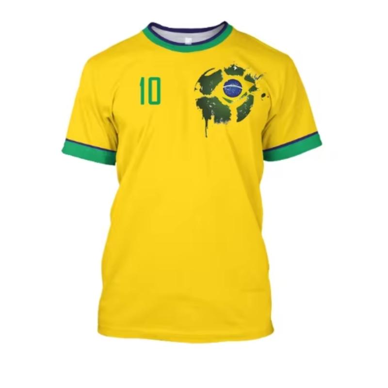 Brazil Jersey Men's T-shirt O-Neck Oversized Short Sleeve Men's Clothing 3D Print Brazilian Flag Selection Football Team Shirt