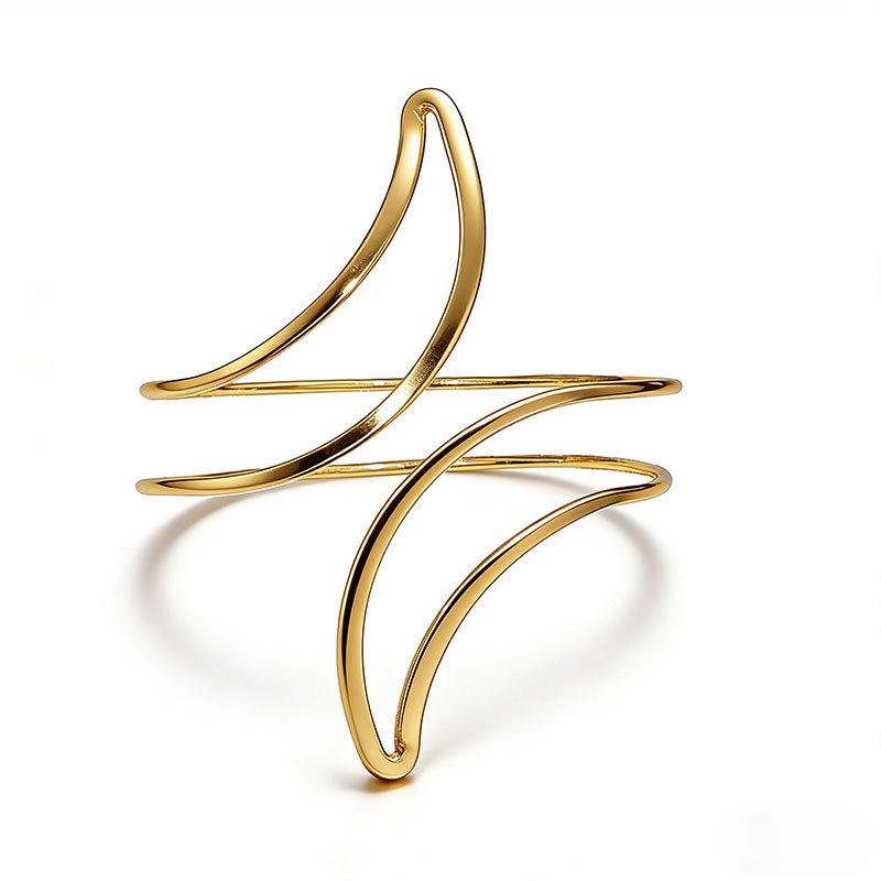 

Европейско-американский стиль Металлическая полая регулируемая наручная повязка в форме полумесяца Ювелирное изделие золотой