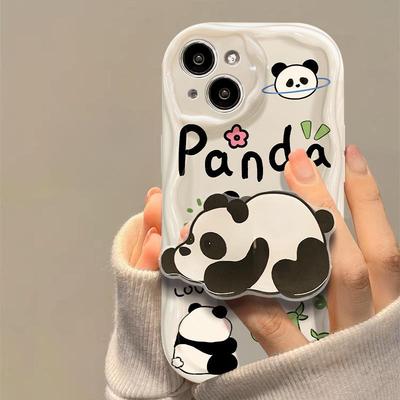 Applicable To Apple 14promax Mobile Phone Case IPhone 15/13 Cute Panda Stand 11/12 Transparent Silicone Soft