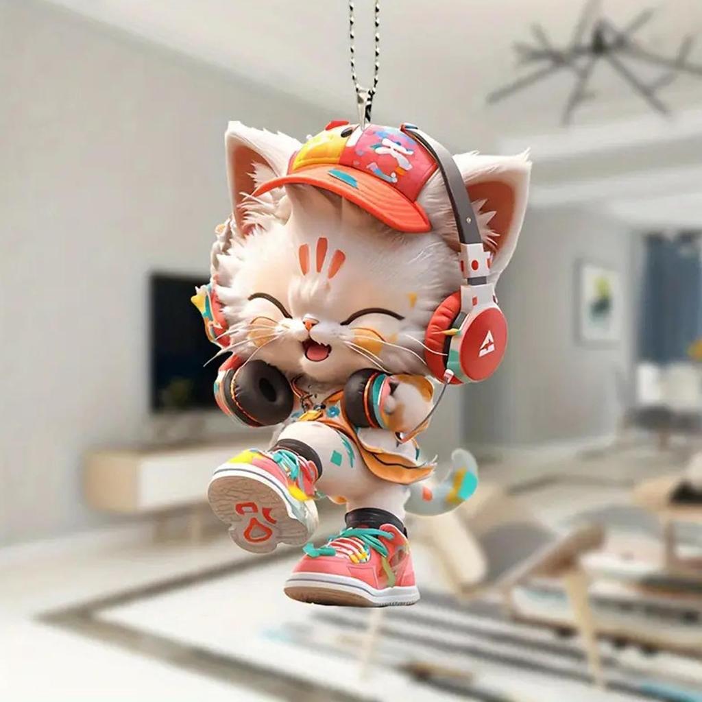 Acrylic Cat Car Pendant, Acrylic Cat Ornament | Acrylic Cat Ornament Car Rearview Mirror