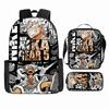 Anime Rucksack Set One Piece Naruto Schultasche für Jungen Schüler Laptop Rucksack Umhängetasche Federmäppchen 3-teilig Große Kapazität Wasserdicht