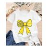 European Sizes Cute Lemon Yellow Short-Sleeve T-Shirt for Girls with a Butterfly Knot Pattern, Easy And Versatile