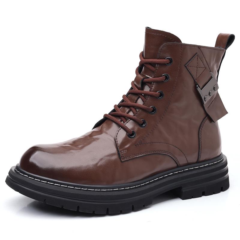 Winter Men's Genuine Leather Martin Boots – Warm, Versatile, Trendy Work Boots