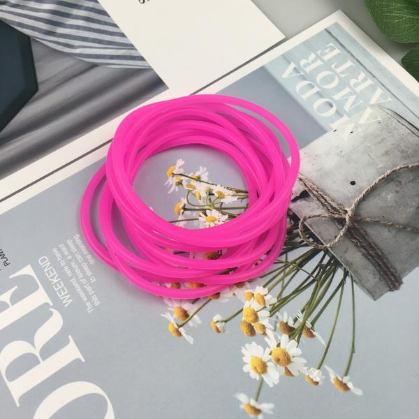 10pcs Women's Fashion Candy Color Rubber Hair Bands Elastic Hair Ties Silicone Hairband Scrunchies Bracelet Girls Accessories