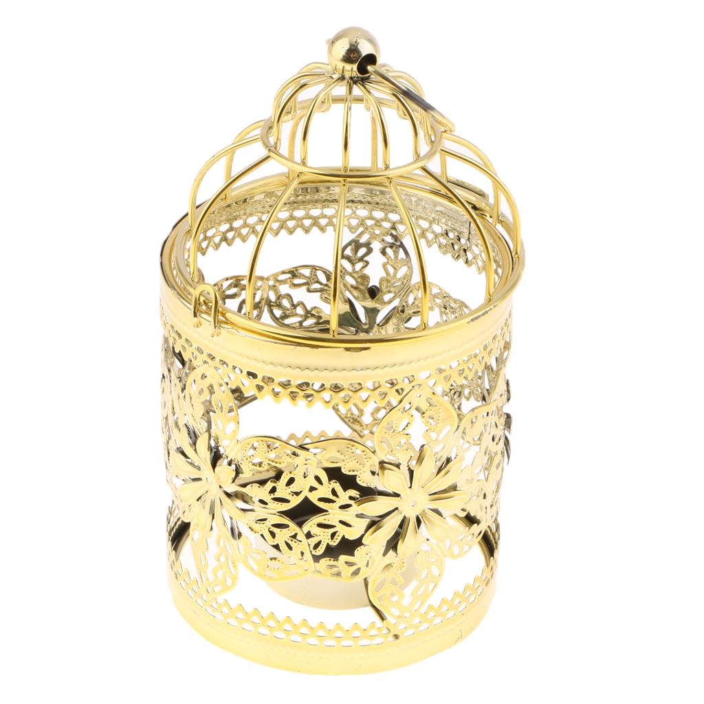 Vintage Birdcage Tealight Candle Holder Iron Decorative Lantern Pillar Candle Stand for Home Wedding Party