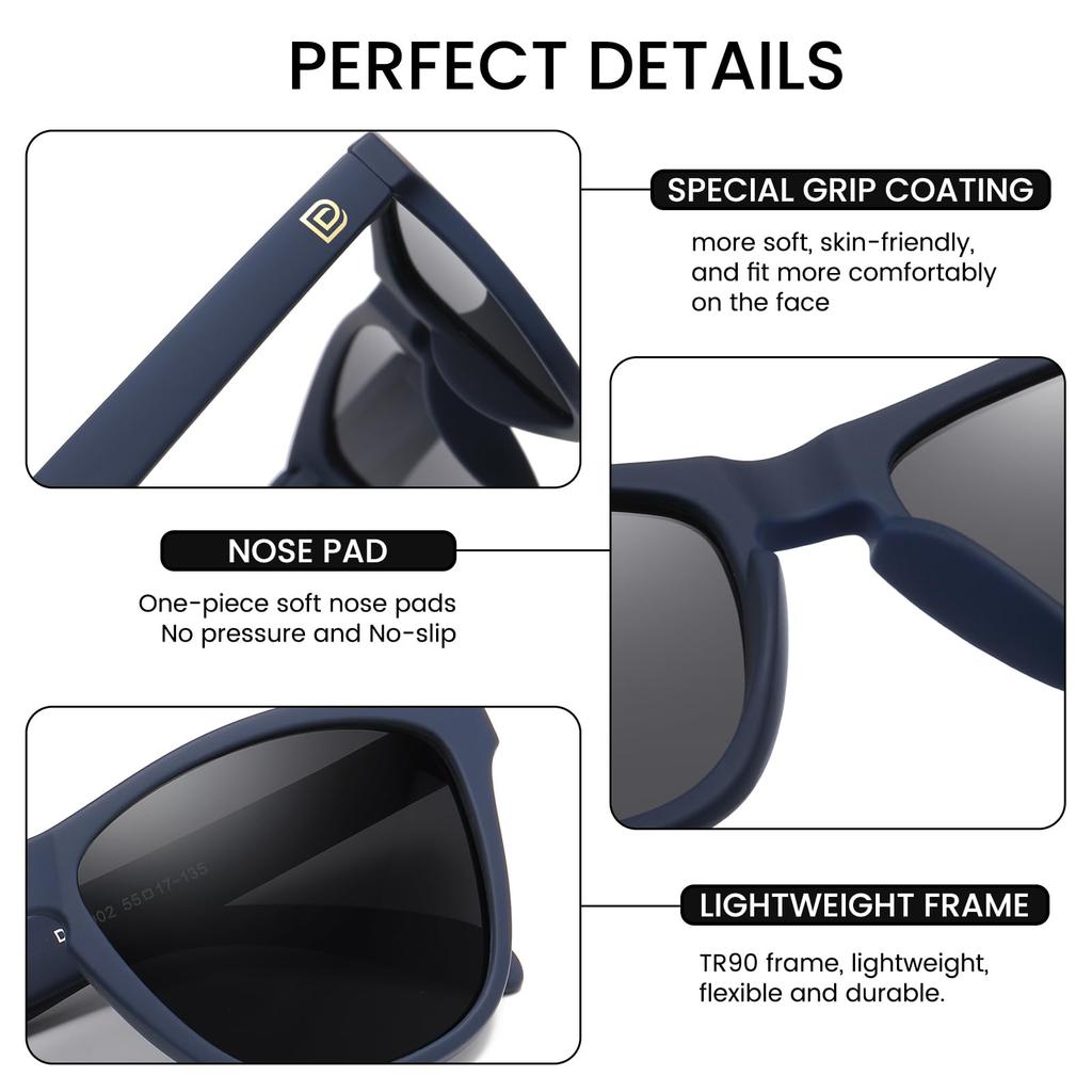 DUCO Sunglasses for Men and for Driving and Everyday UV400 Sunglasses 3002 Women, Polarized, Use, Protection, Stylish, (Blue-Gray)