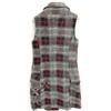 BAD SPIRIT Grey Wool Zip Quilted Double Breasted Gilet Coat Coat S Grey Black Red CheckUsed