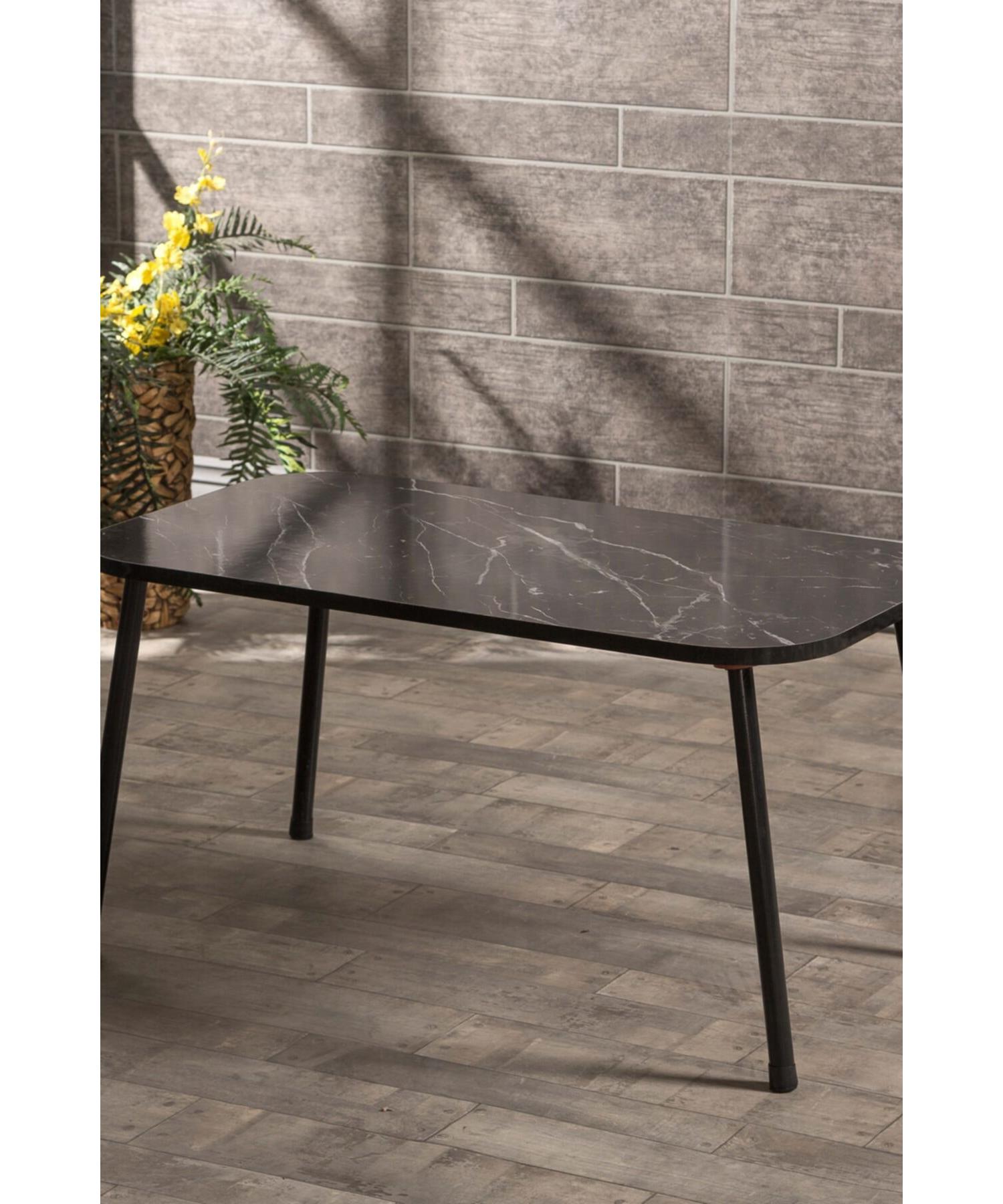 

Center Table Kr Metal Leg Black Marble Pattern