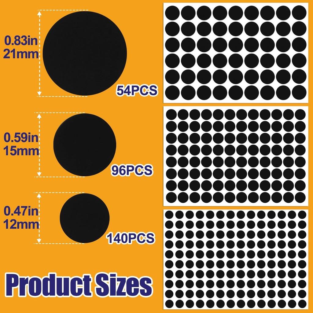 290 Pcs Self-Adhesive Screw Cover Stickers, 3 Sizes PVC Non-Faded Screw Hole