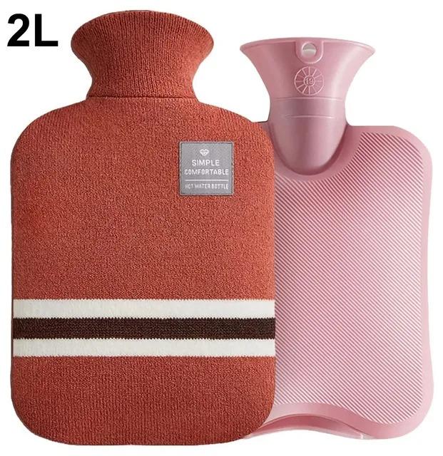Hot Water Bottle with Knitted Cover Durable 1L/2L Hot Water Bag for Pain Relief Hot Cold Therapy Hand Feet Warmer Women Gifts