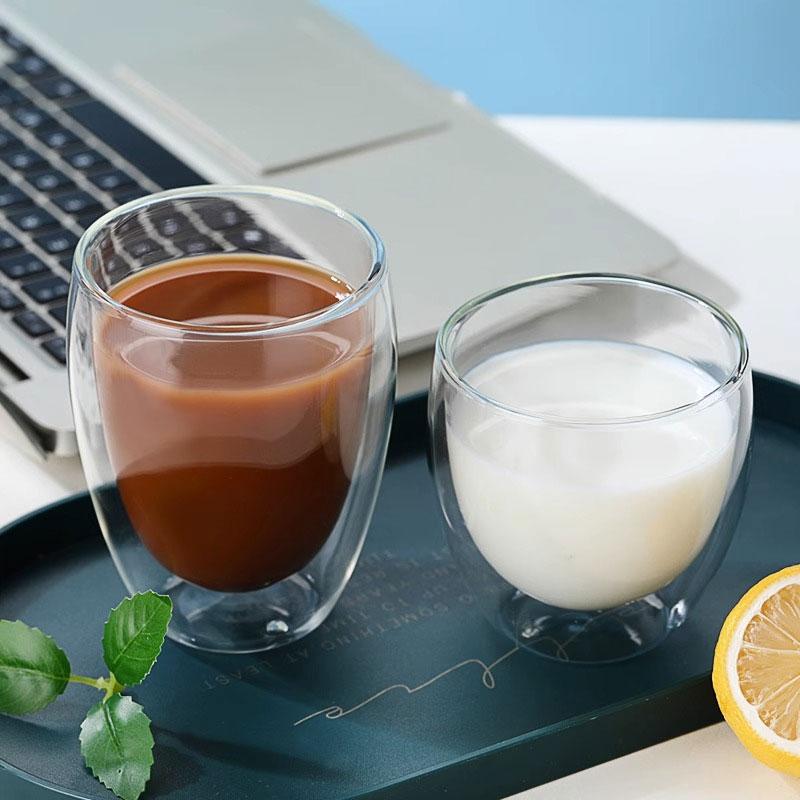 225ml/320ml Latte Coffee Cup Cocktail Glass Juice Mug Double Wall Glass Cup Heat-resisting Water Bottle Household Glassware 1pcs