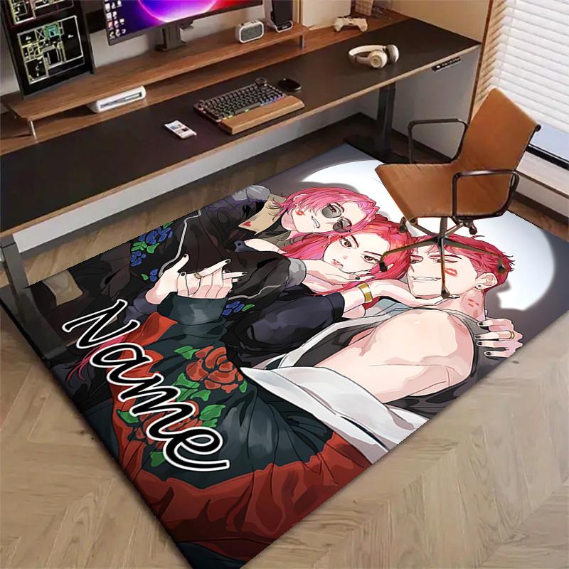 Custom KPop Demon Hunters Mat Personalized Name, Polyester Washable Indoor Entryway Rug, Gift for Christmas, Easter, Thanksgiving Day