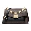 MK Lita Chain Monogram Gold Buckle Double Flap Commuter Canvas Shoulder Crossbody Bag Medium Women Bags Black Brown 35T0GXPL2B-BLACK