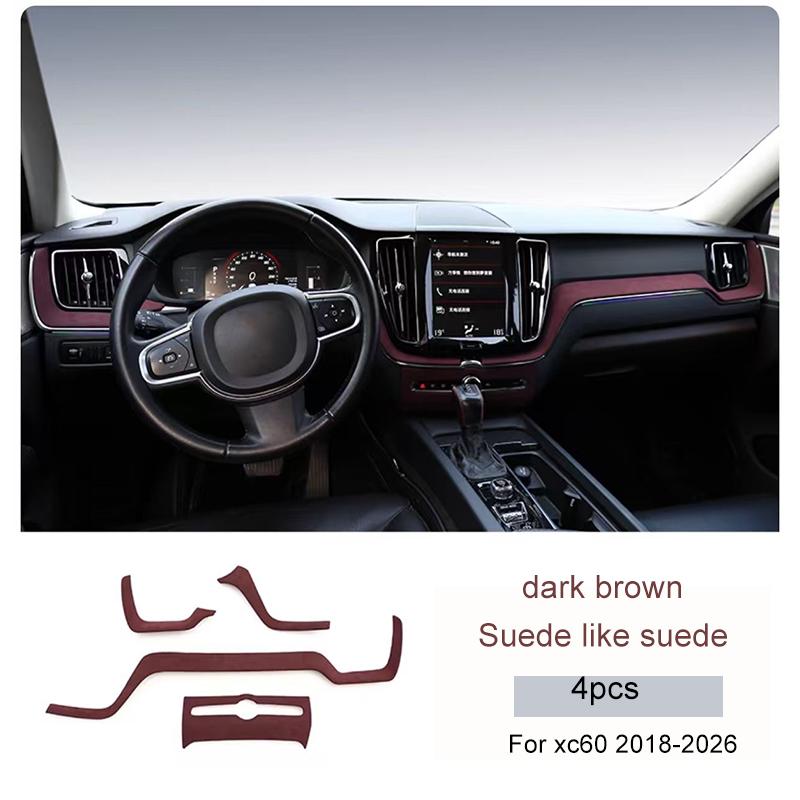 

Для Volvo XC60 декоративна плівка на центральну консоль, аксесуари для салону під замшу 2018-2026 темно-коричневого кольору