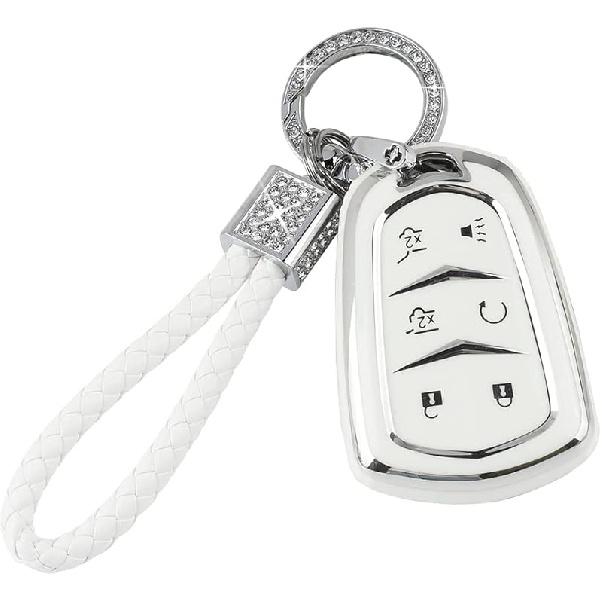 PIFOOG Key Fob Cover For Cadillac SRX CTS CT6 XTS XT5 XT6 XT4 ATS Accessories TPU 5 Button Keys Case Shell Protecor Glitter Car Keychain Girly Women