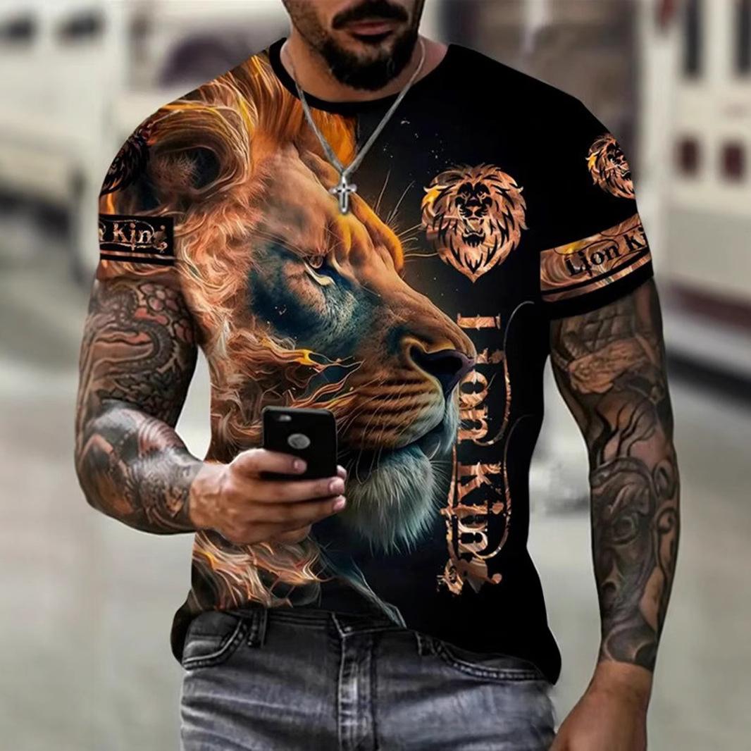 

Летняя мужская футболка с коротким рукавом с принтом зверя для улицы, Модная и повседневная мужская 3D футболка с коротким рукавом XXL