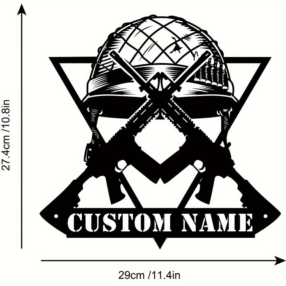 Metal Sign Vintage Army Wall Decor Crossed Rifles Helmet Personalized Gift