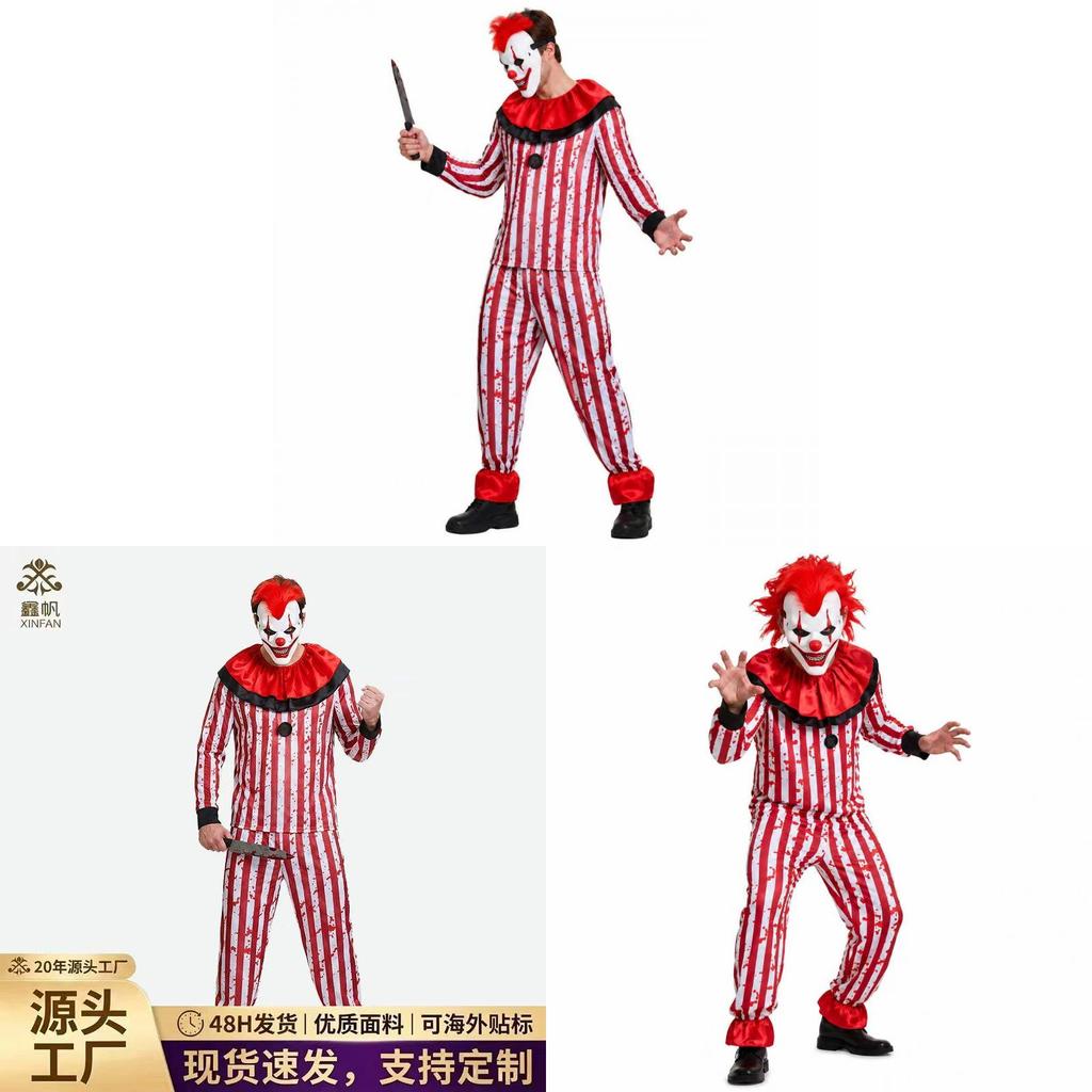 Horror Clown Outfit With Satin Material For Stage Show And Cosplay Events