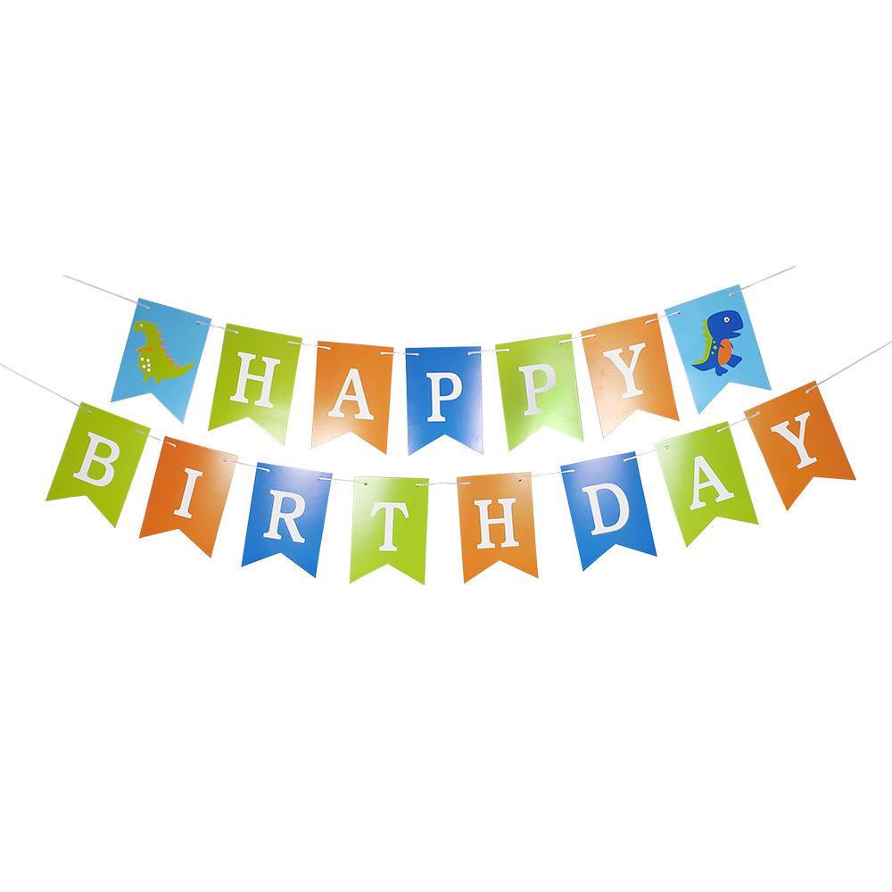 Dinosaurier Feuerwehrwagen & Baufahrzeug Banner - Cartoon Themenparty Dekoration