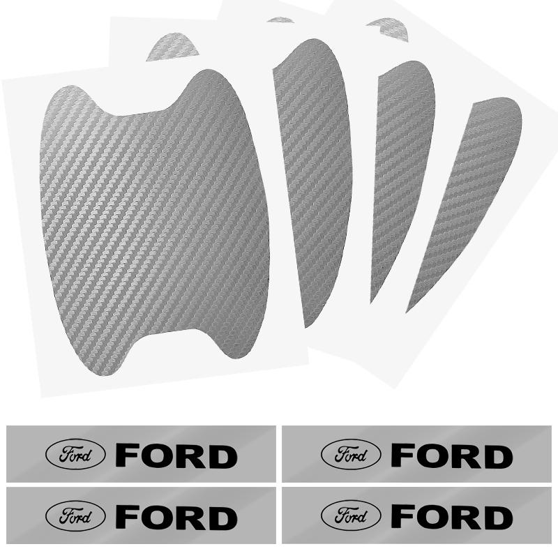 Car Door Sticker Carbon Fiber Scratches Auto Handle Protection Film For Ford Mustang Spoiler Shelby GT 350 500 Cobra E Focus 2 3 MK3 Kuga