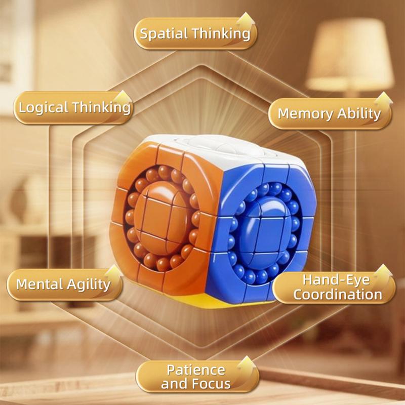 Six-Color Magic Bean Cube Fidget Toy Kid Magic Cube Rotating Solve Logical Thinking Brain Challenge Fingertip Stress Relief Toy