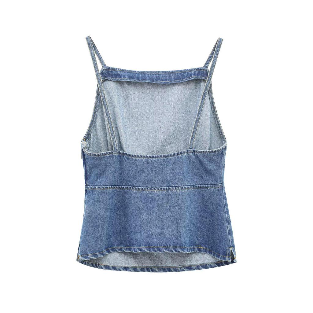 2025 Spring/Summer Women's Off-Shoulder Denim Camisole - Hot Girl Style