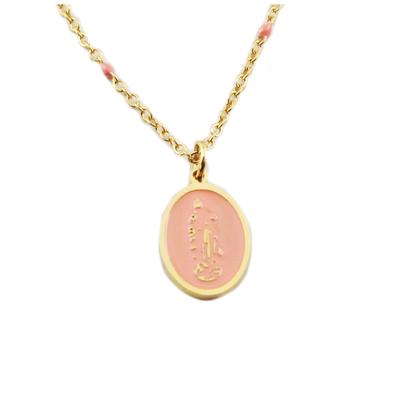 [R0198] - Designer Halskette Stahl 'Vierge Marie' Roségold - 15x10 mm
