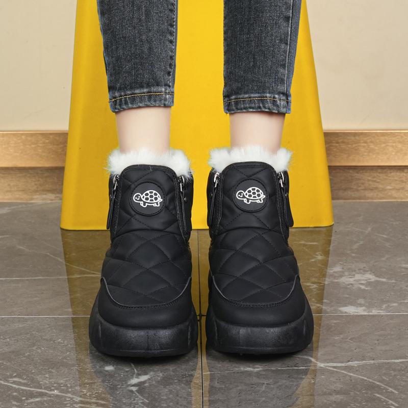 34-42 Winter Women's Large Fashion Plus Velvet Warm Thick Bottom Height Boosting High Top Cotton Shoes Snow Boots Midsole Women's Boots